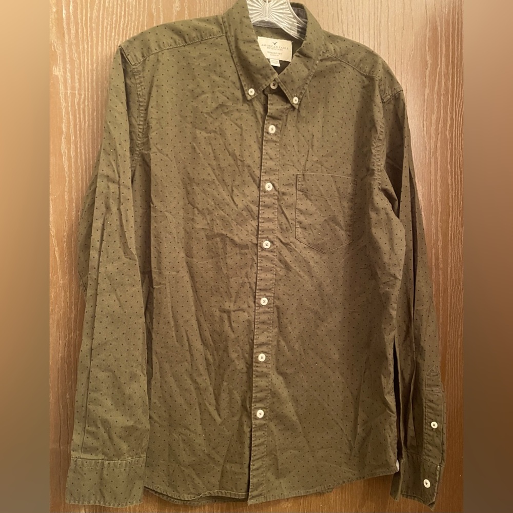 American Eagle Outfitters Olive Green Button-Down Shirt